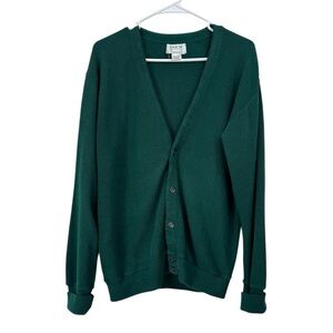 Vintage 90s Arrow Size Medium Casual Golf Sweater Cardigan Grandpa Grunge Green